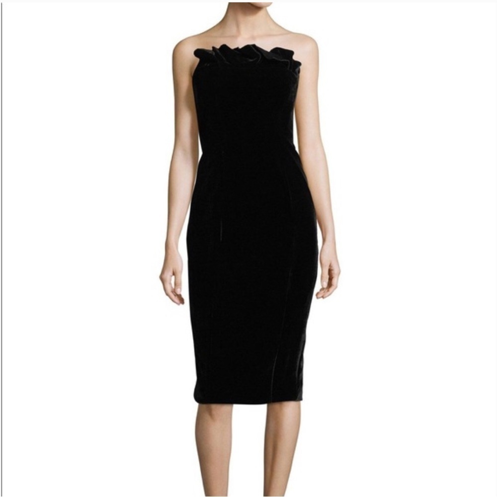 Cinq a Sept Marceau Velvet Cocktail Dress 
Strapless Midi Dress Size 2